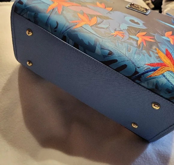 Loungefly Stitch Tropical Bird Of Paradise Blue Tote NWT Beautifully Embroidered - Picture 10 of 12